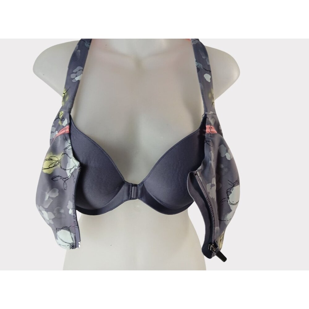 Victorias Secret Sport Floral Zip Sports Bra 32DDD Incredible Knockout Ultra Max - Picture 5 of 12